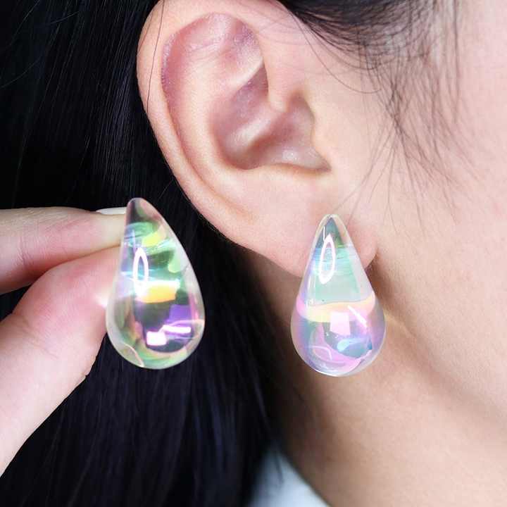 Korean Iridescent Teardrop Earrings - Image 5