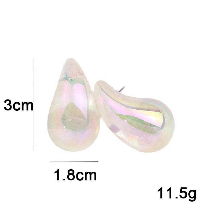 Korean Iridescent Teardrop Earrings - Image 3