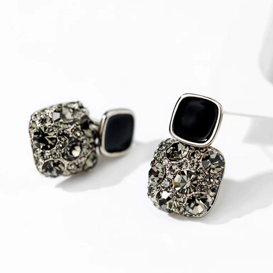 Rhinestone Black Classy Earrings - Image 2