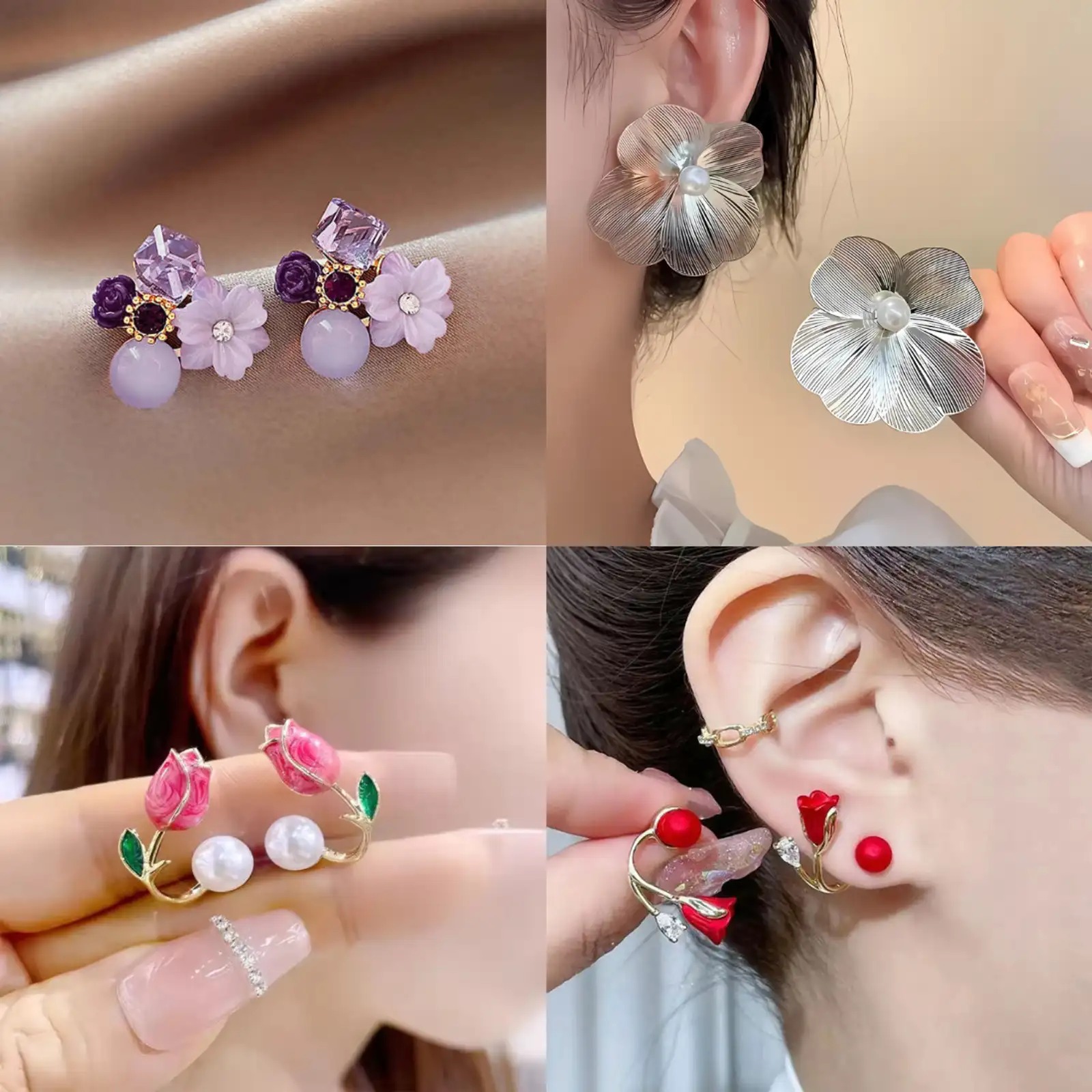Korean Fashion Earrings Collection – 12 Pair Combo - Image 3