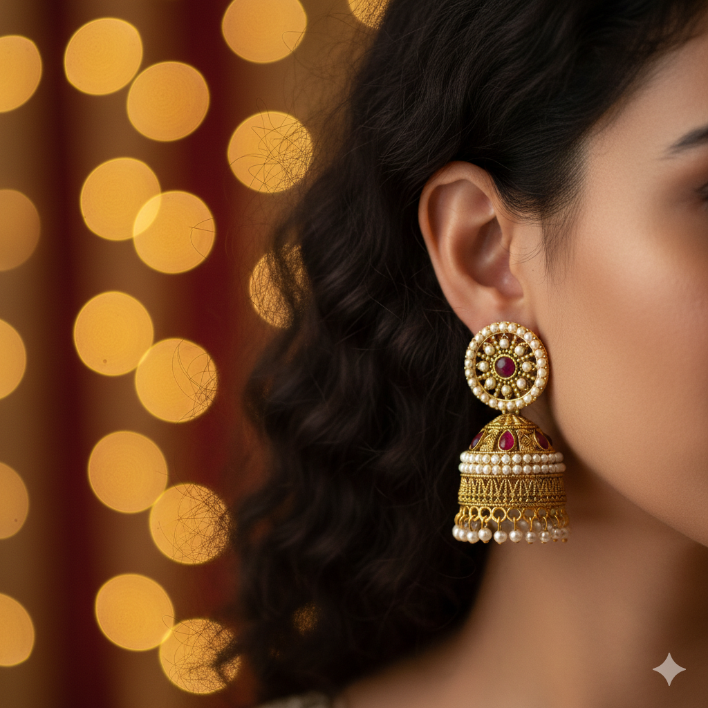 Multicolour Traditional Jhumki - Image 3
