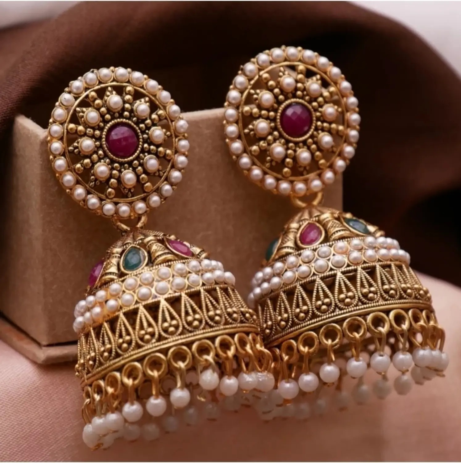 Multicolour Traditional Jhumki - Image 2